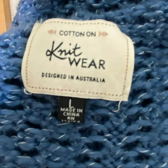 Cotton On‎ knit wear open knit blue hooded sweater - Picture 5 of 5